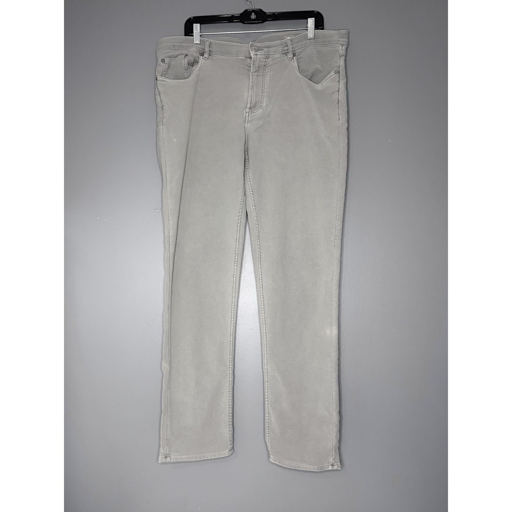 Faherty Pants Mens 36x30 Gray Regular Straight Stretch Chino Pockets Zip *Flaw*